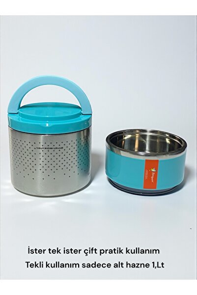 Penguen Steel Food Thermos Vacuum Insulated School Work Camping Travel Nutrition Lunch Box 2-Piece Lunch Box Leak-Proof 1.5Lt