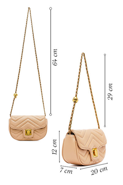 Derimod Women's Beige Long Strap Quilted Mini Crossbody Bag 25Abd2430Kp