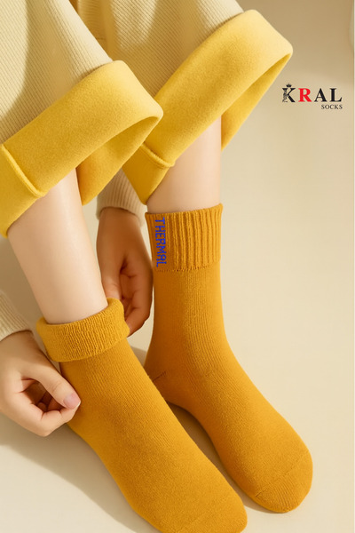 KRAL SOCKS Thermo Özellikli Bambu 2X Korumalı (5 Çift) Kadın Termal Renkli Kışlık Havlu Soket Çorap