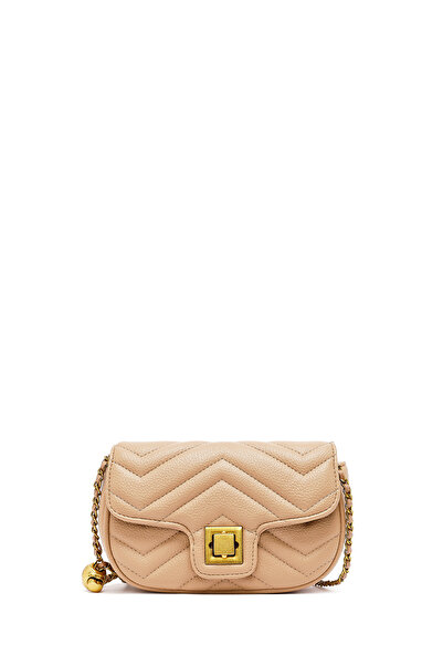 Derimod Women's Beige Long Strap Quilted Mini Crossbody Bag 25Abd2430Kp