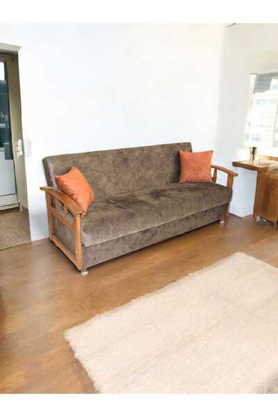 Ege Halı AĞAÇ KOL SANDIKLI YATAKLI 3'LÜ KOLTUK KANEPE