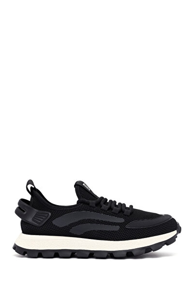 Derimod Zero Erkek Siyah Bağcıklı Kalın Tabanlı Kumaş Sneaker 25SFD69406F