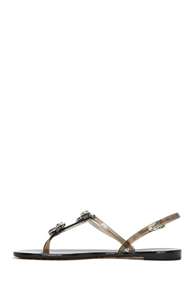 Derimod Women's Black Jelly Back Buckle Stone Sandals 25Sfe4928Pv