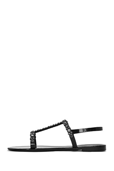 Derimod Women's Black Jelly Back Buckle Stone Sandals 25Sfe4927Pv