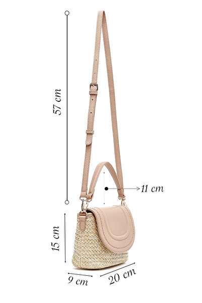 Derimod Women's Pink Long Strap Straw Crossbody Bag 25Sbd275014