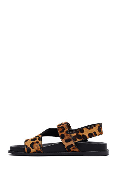 Derimod Women's Leopard Flip Flops Leather Sandals 25Sfd5513W2