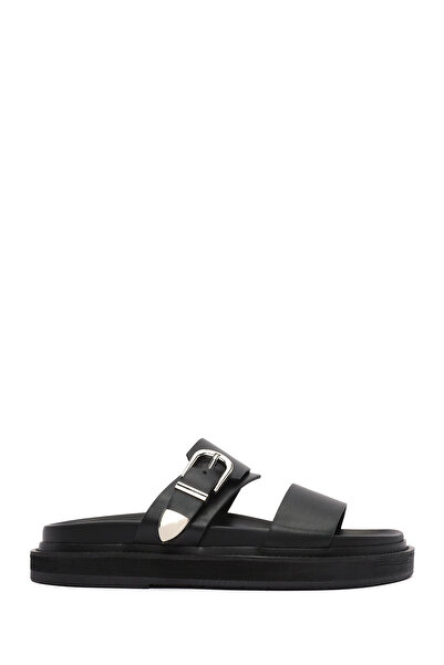 Derimod Women's Black Buckle Slippers 25Sfe492418