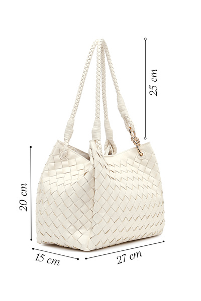 Derimod Γυναικεία τσάντα ώμου πλεκτή κρέμα 25SBD277629