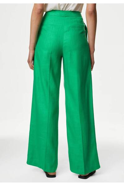 Marks & Spencer Yüksek Bel Wide Leg Keten Pantolon