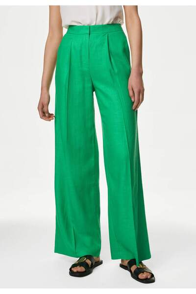 Marks & Spencer Yüksek Bel Wide Leg Keten Pantolon