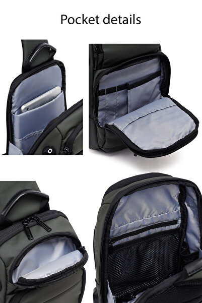 Derimod D-Pack Erkek Haki Teknolojik Kumaş Çapraz Çanta 23SBD30006F