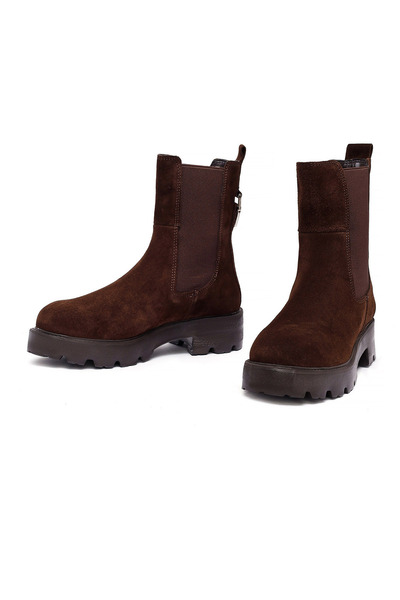 Derimod Kadın Kahverengi Kalın Tabanlı Süet Deri Chelsea Bot 25WFD186310