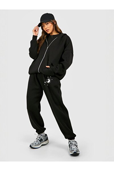 HOFFNUNG Дамски анцуг с качулка и цип с принт на орел, долнище и горнище 