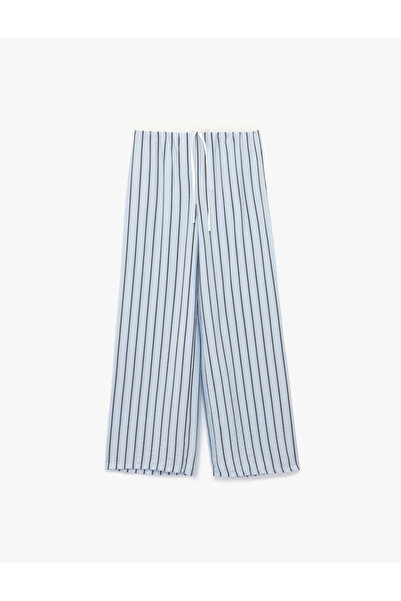 Koton Viskon Kumaş Rahat Kalıp Lastik Detaylı Çizgili Pijama Altı