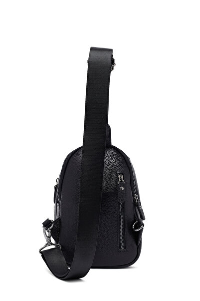 Derimod Men's Black Leather Crossbody Bag 25Sbd3500Ft