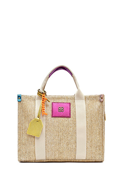 Derimod Women's Beige Long Strap Straw Shoulder Bag 25Sbd2441M7