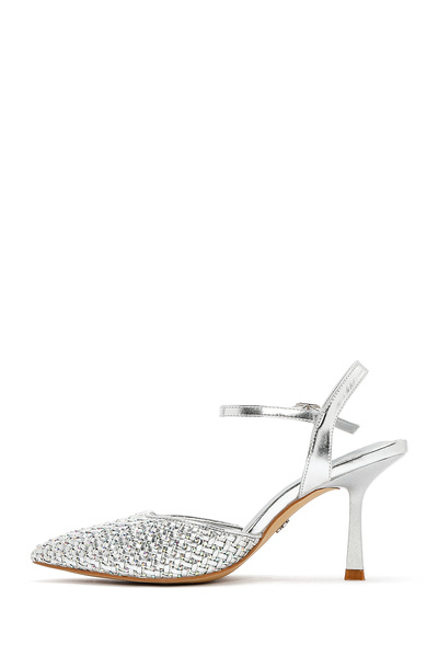 Derimod Pantofi cu toc subțire împletit cu cataramă gri pentru femei 25SFE493214