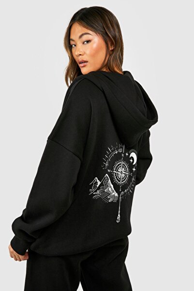 HOFFNUNG Дамски анцуг с качулка и цип с принт на орел, долнище и горнище 