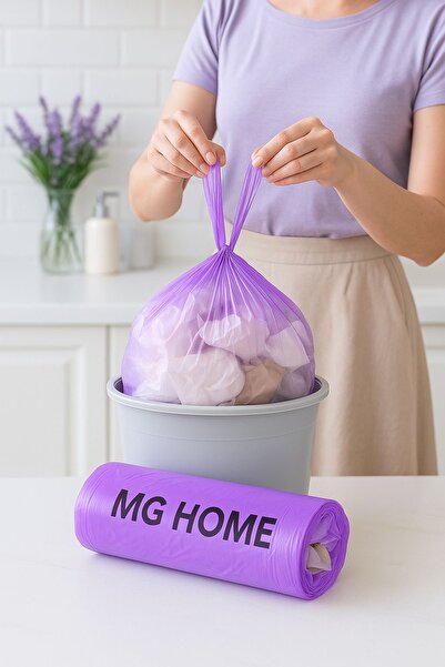 MG HOME 3 عبوات 3 × 10 كيس قمامة برباط متوسط ​​55 × 60 40 لتر كيس قمامة برباط...