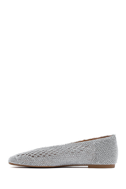 Derimod Women's Silver Glitter Summer Ballerina Shoes 25Sfe45196F