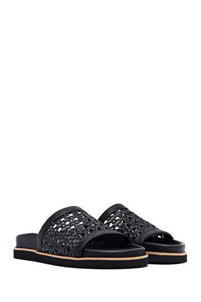 Derimod Γυναικείες Παντόφλες Μαύρες Πλεκτές 25SFE210329