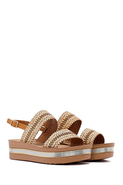 Derimod Women's Tan Thick Soled Braided Sandals 25Sfe464714