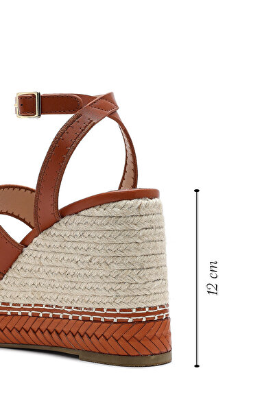 Derimod Women's Tan Ankle Buckle Wedge Heeled Espadrille Sandals 25Sfd443218