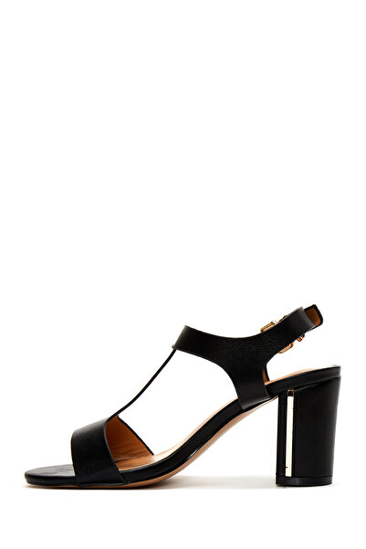 Derimod Women's Black Ankle Strap Thick Heeled Shoes Sandals 25Sfe462018