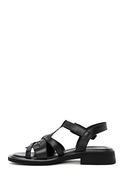 Derimod Women's Black Ankle Buckle Genuine Leather Sandals 25Sfd362518