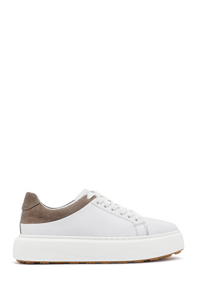 Derimod Men's White Lace-Up Thick Sole Leather Sneaker 25Sfd 641618