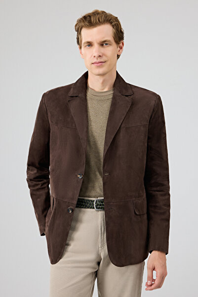 Derimod Rodrygo Erkek Kahverengi Blazer Süet Deri Ceket 25SGD656510