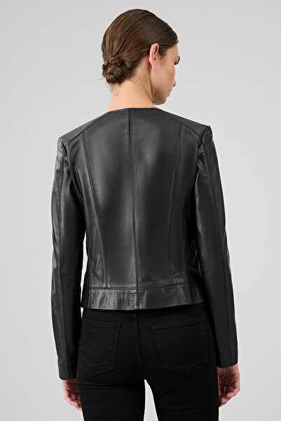 Derimod Flora Kadın Siyah Slim Kısa Deri Ceket 25SGD5300U4