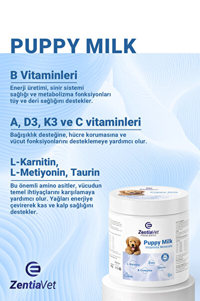 zentiavet Puppy Mılk 200 gr Köpek Süt Tozu Anne Sütü Destekli (HAMİLE VE YAVRU KÖPEKLER IÇİN)