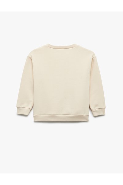 Koton Bisiklet Yaka Uzun Kollu Şardonlu Baskılı Sweatshirt