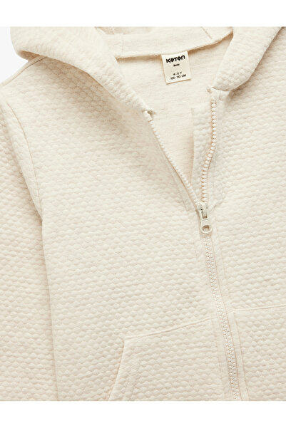 Koton Суитшърт с качулка, текстуриран, с дълъг ръкав и цип