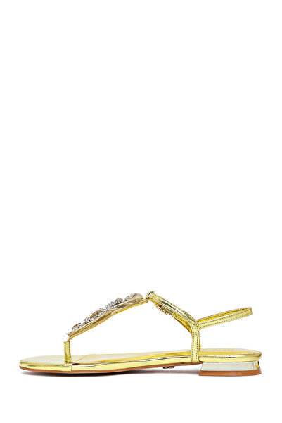Derimod Kadın Sarı Taşlı Parmak Arası Sandalet 25SFE481032