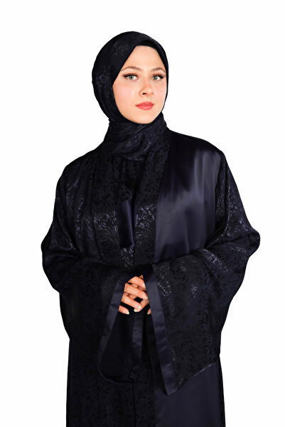 HARİKA WEAR Lacivert Modern Ipekli Abaya (ELBİSE DAHİL DEĞİL)