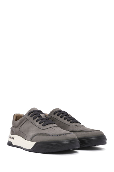 Derimod Erkek Gri Bağcıklı Kalın Tabanlı Nubuk Deri Sneaker 25SFD6110V3