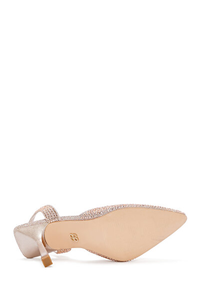 Derimod Women's Gold Stone Open Back Thin Heeled Shoes 25Sfe4914Ts