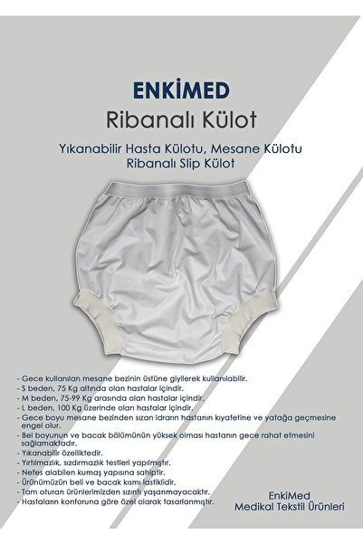 EnkiMed Ribanalı Yıkanabilir Hasta Külotu – Nefes Alabilir, Unisex Kullanım