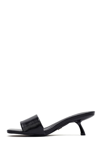 Derimod Kadın Siyah İnce Kısa Topuklu Terlik 25SFE451318