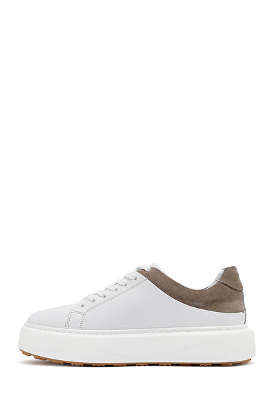 Derimod Men's White Lace-Up Thick Sole Leather Sneaker 25Sfd 641618