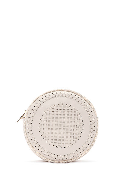 Derimod Geantă de damă, albă, cu curea lungă, împletită, mini crossbody 25SBD 290718