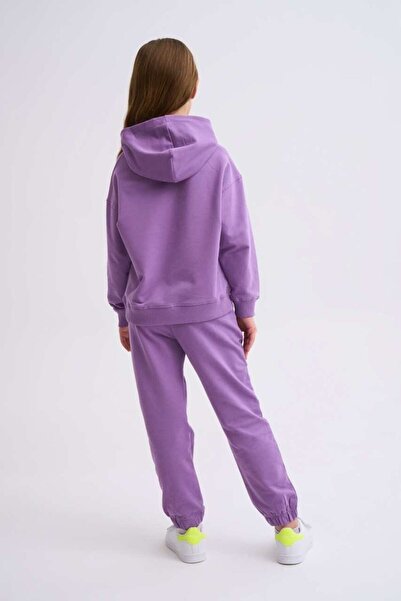 THERECOLOR Purple Organic Hooded Sweatshirt Girls' Long Sleeve