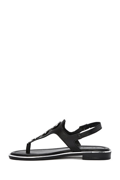 Derimod Women's Black Flip Flops Genuine Leather Sandals 25Sfd361918