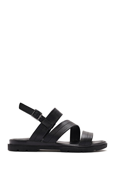 Derimod Kadın Siyah Bilekten Tokalı Hakiki Deri Sandalet 25SFD341718