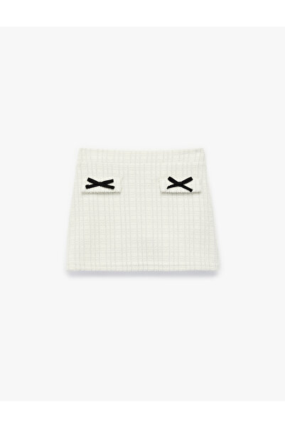 Koton A-Line Tweed Skirt with Bow Detail