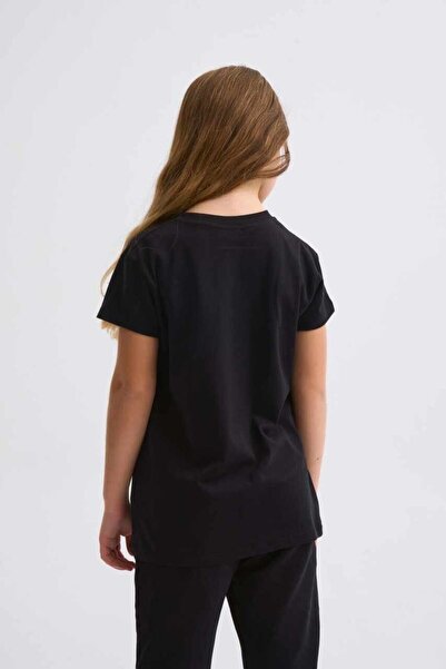 THERECOLOR Organic Short Sleeve Girl's T-Shirt - Black