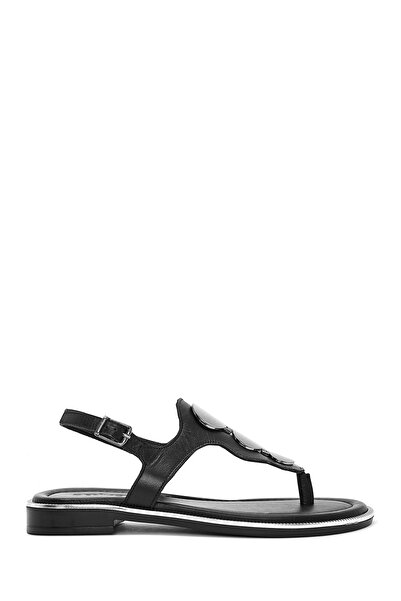 Derimod Women's Black Flip Flops Genuine Leather Sandals 25Sfd361918