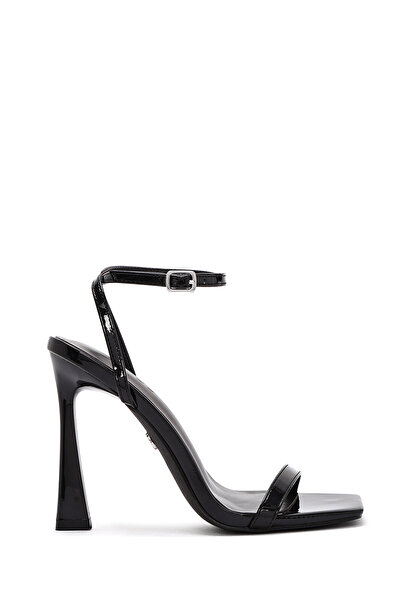 Derimod Women's Black Ankle Strap High Thin Heeled Shoes Sandals 25Sfe493716